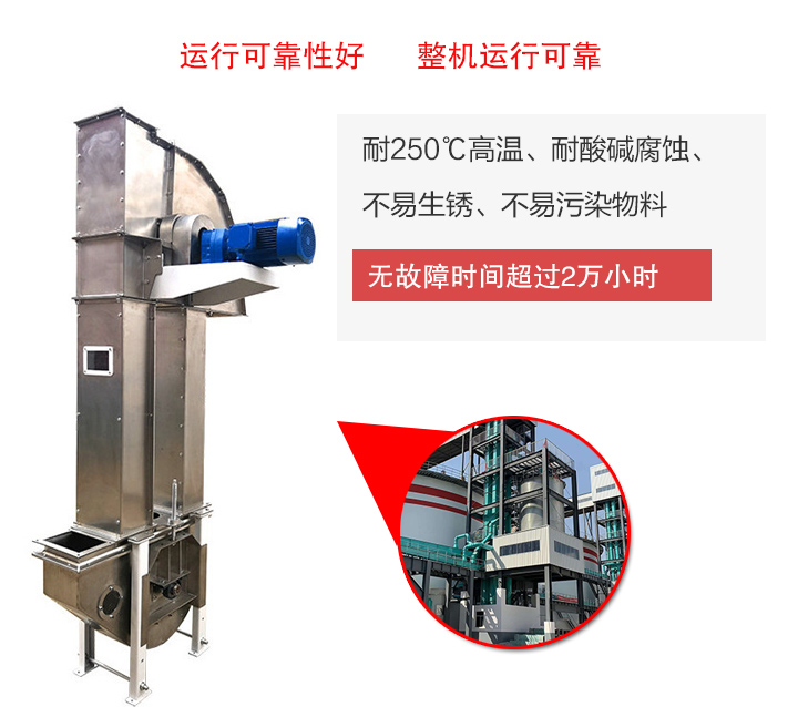 不銹鋼斗式提升機耐腐蝕、耐高溫、不易生銹、干凈衛(wèi)生